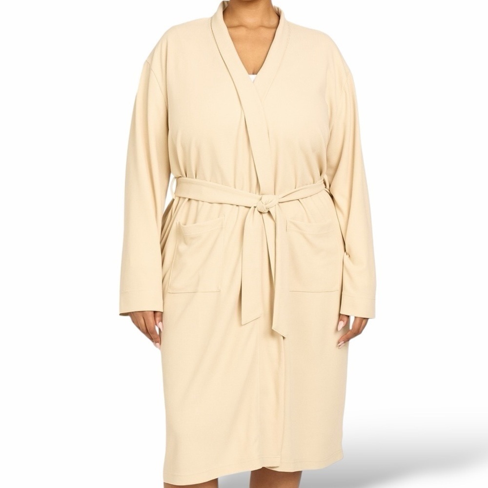 NWT Line & Dot ‘Waffle Knit Robe in Cream Plus Size One Fits All